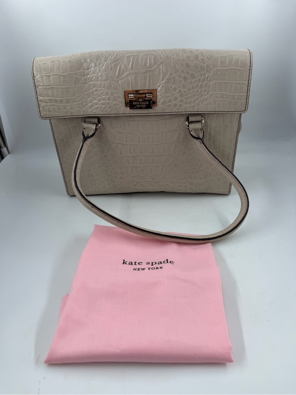 Kate Spade Women’s Orchard Valley Sinclair Putty Croc Embossed Leather Handbag